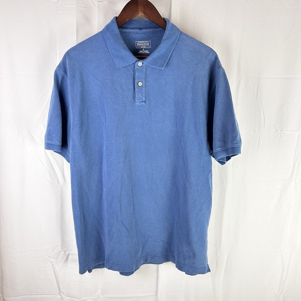 Pendleton Polo Shirt Mens Large Blue Short‎ Sleeve Casual Cotton
